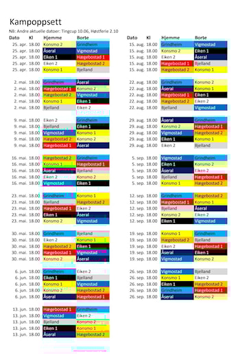 Terminliste bygdeserien: 3. og 4. klasse (årskull 2013 -2014)